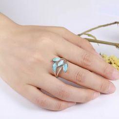 3Pcs Leaf Shaped Opal Ring