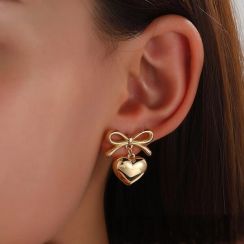 5Pcs Vintage Bow Heart Earrings