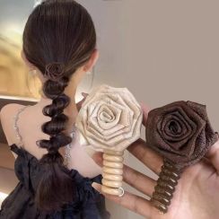 10Pcs Rose Hair Rope Spiral Hairband