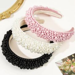 6Pcs Fashion Pearl Beaded Sponge Hair Bands