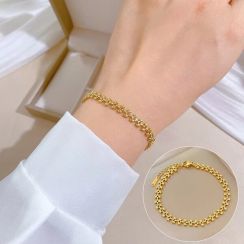 6Pcs 18K Gold Plated Titanium Fashion Bracelet